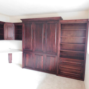 Traditional Murphy Wall Bed with Hidden Leg, Side Nightstand Bookcase