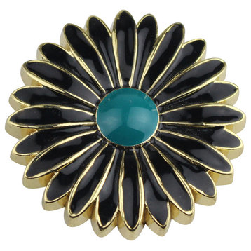 Aster Cabinet and Furniture Knob, Black With Teal