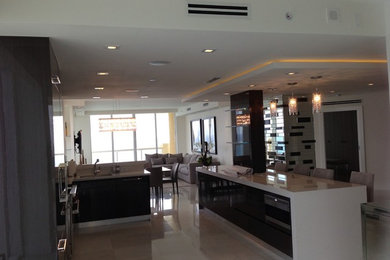 Example of a minimalist kitchen design in Miami