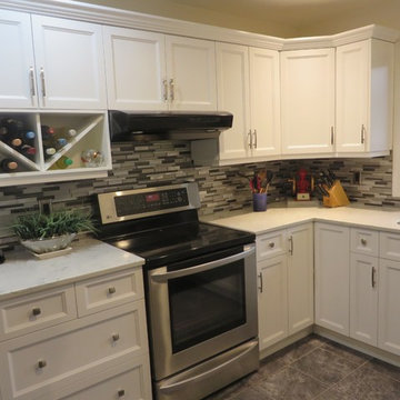 White Beveled Shaker Kitchen - Long Lake, Nanaimo (Cabinet Refacing)