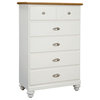 Standard Furniture Sunset Hill 5-Drawer Chest in White with Birch Top