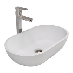 ADM Bathroom Design - ADM Oval Countertop Vessel Sink, White, 22", Glossy White - Bathroom Sinks