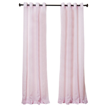 Crushed Voil Sheer Grommet Top Curtain, Pink, 52"x96"