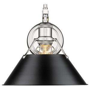 1 Light Chrome Wall Sconce With Navy Blue Shade Contemporary Wall Sconces By Designer Lighting And Fan