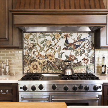 Kitchen detail of custom mosaic tile