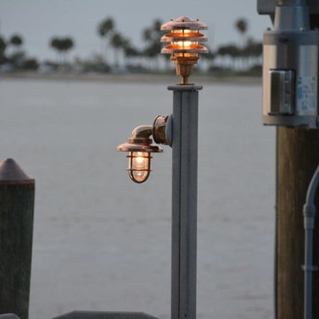 West Coast FL- Nautical Dock lighting with copper and bronze lights.