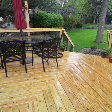 Pressure Treated Pine Deck with Herringbone Pattern Riverside, IL