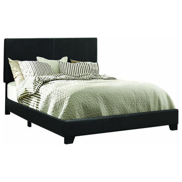 Coaster Dorian Black Faux Leather Upholstered Queen Bed 86.25x64.25x45.75 Inch