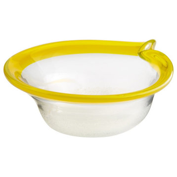 Saturna 11.25" Glass Bowl in YellowithClear