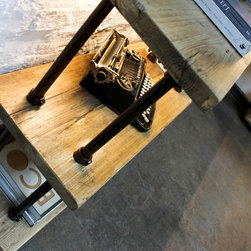 McLeod Reused Scaffolding & Pipe Industrial Desk & LED Lit Shelves with Storage - Desks & Writing Bureaus