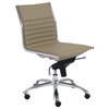 Taupe Faux Leather Seat Swivel Adjustable Task Chair Leather Back Steel Frame