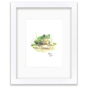 "Woodland Tinies" Frog Individual Framed Print, With Mat, White, 11"x14"
