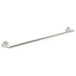 Symmons Industries - Identity 24" Towel Bar, Satin Nickel - Part of the Symmons Identity Collection, this distinct contours of this 24 inch towel bar bring a modern touch to your bathroom. This extra long towel holder has a weight capacity of up to 50 pounds, allowing it to hold and air dry multiple towels at once. Built of brass and stainless steel, this Identity towel bar includes the required wall mounting hardware and is backed by a limited lifetime consumer warranty and 10 year commercial warranty.