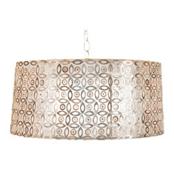 Worlds Away Inlaid Capiz Drum Pendant Shawn - Pendant Lighting