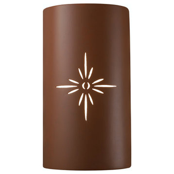 Sun Dagger, Large Cylinder Outdoor Wall Sconce, Open, Canyon Clay, LED