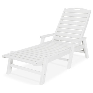 Polywood Nautical Chaise With Arms, White