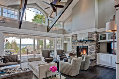 Elegant family room photo in Seattle