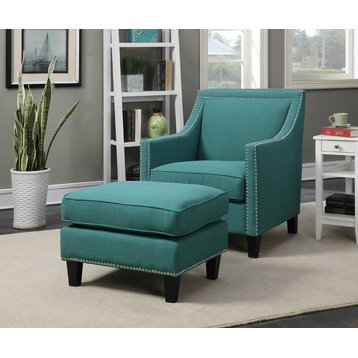 Emery Chair and Ottoman, Teal