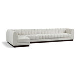 Meridian Furniture - Quinn Chenille Upholstered 6-Piece L-Shaped Modular Sectional, Cream - The Quinn Modular Sectional is a stunning piece crafted in a rich and luxurious cream chenille fabric. Its awe-inspiring design and exceptional quality make it a perfect addition to any space, whether it's a living room, bedroom, or office. The sectional's plush cushioning and sturdy frame provide both comfort and durability, ensuring that it will be a favorite for years to come. Whether you're looking for a statement piece or simply a comfortable seating option, the Quinn sectional is an excellent choice.