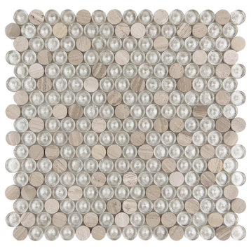 12"x12" Field of Buttons Imagination Mosaic, Set Of 4, Bel Air