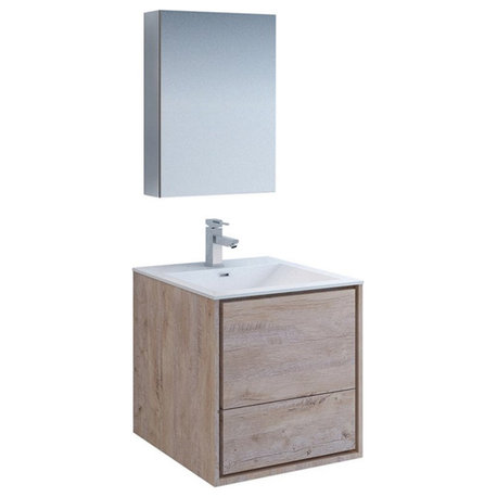 Fresca Catania 24" Wall Hung Modern Wood Modern Bathroom Vanity in Natural