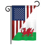 Breeze Decor - US Wales Friendship Flags of the World, Everyday Garden Flag - US Friendship Garden Flag