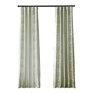 Embroidered Faux Silk Taffeta Single Panel Curtain Contemporary