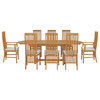 9 Piece Teak Wood West Palm Oval Extension Dining Set With 2 Arm and 6 Side Chai