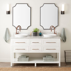 60" Robertson Double Vanity For Semi-Recessed Sinks - White - Bathroom Vanities And Sink Consoles