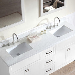 73 inch Transitional Double Sink Bathroom Vanity Set in White Finish - Bathroom Vanities And Sink Consoles
