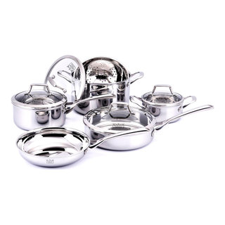 YBM Home 18/10 Tri-Ply Stainless Steel Pots and Pans 13 Pieces, Dishwasher  safe, Black 