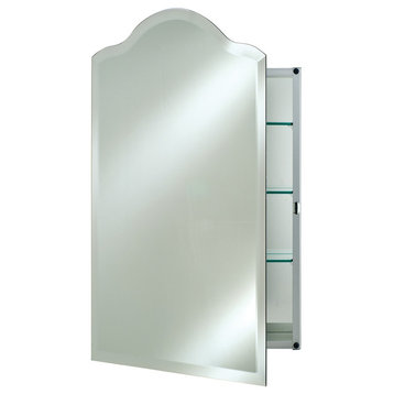 Scallop Top Frameless Medicine Cabinets, 16"x22", Right Hinge