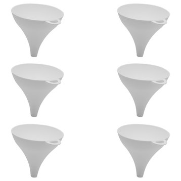 Plastic Funnel for Liquid Transfer, Dishwasher Safe, White, Large, 6-Pack