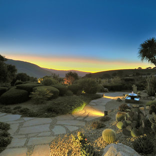This is an example of a large and desert look backyard full sun formal garden in Other with natural stone pavers.