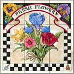 The Tile Mural Store (USA) - Tile Mural, Fresh Flowers by Sandi Gore Evans - *16 Tile Mural on 4 1/4" ceramic satin finish tiles.  AMERICAN MADE !!