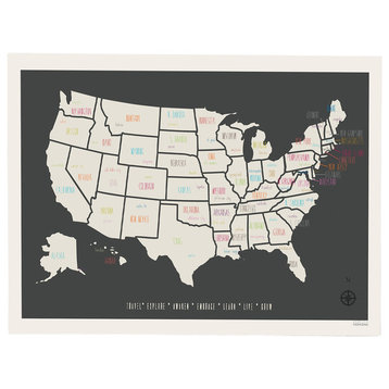 Vintage -Style Personalized USA Travel Map Wall Art 24"x18" Poster