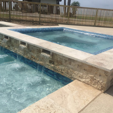 Signature Spa with Stone Scupper Spillway
