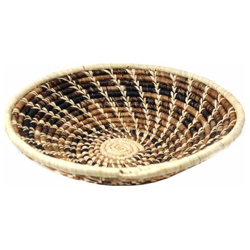Woven Sisal Basket, Wheat Stalk Spirals In Natural