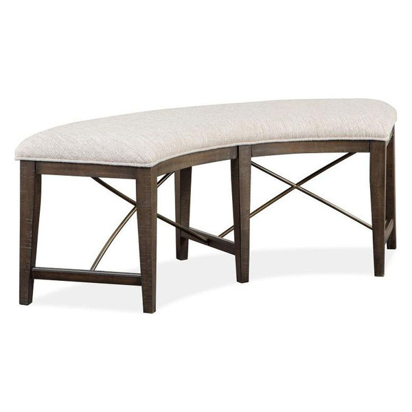 Magnussen Westley Falls Curved Bench With Upholstered Seat, Graphite