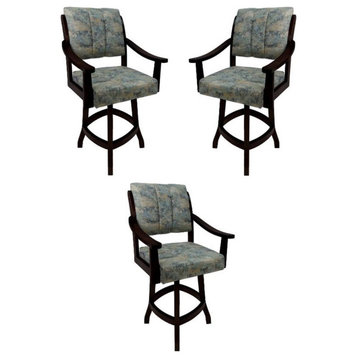 Home Square 26" Wood Counter Stool in Poet Sky Blue & Black - Set of 3