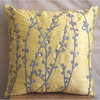 Yellow Crystal Willow, 16"x16" Art Silk Yellow Decorative Pillows Cover
