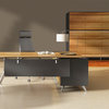 400 Collection Executive Desk with Left Filing and Storage Cabinet, Zebrano