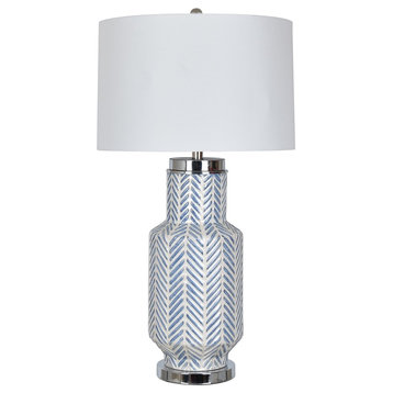 Fullbright Blue and White Ceramic Table Lamp, 33.5"