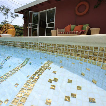 24k Gold Accented Glass Tiled Pool
