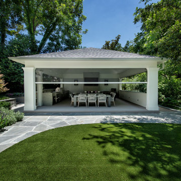 Custom Frestanding Outdoor Living Arbor with Built0In Grill