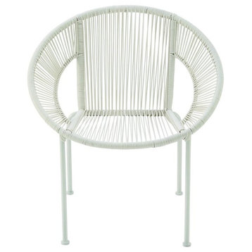 White Plastic Rattan Outdoor Chair 29" x 23" x 30" 44524