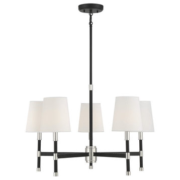 Brody 5-Light Chandelier, Matte Black With Polished Nickel Accents
