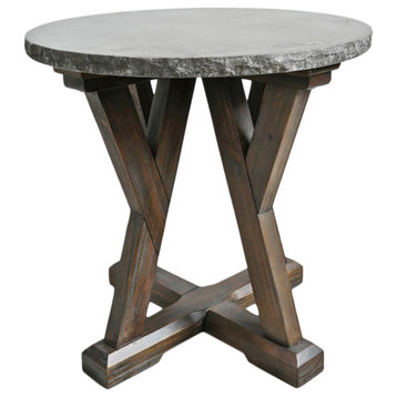 Round Stone Top Farm Side Table
