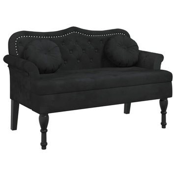 vidaXL Bench with Cushions Bench Seating for Bedroom Living Room Black Velvet