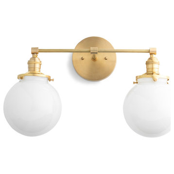 Bathroom Vanity Light, Brass Vanity, Opal Glass Globe Lights